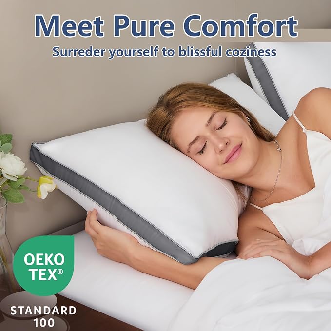 CozyLux Pillows Standard Size Set of 2, Soft Supportive Down Alternative Bed - Image 2