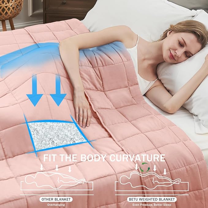Pink Weighted Blanket for Adults 20lbs, Queen Size Cooling Heavy Throw Blanket - Image 2