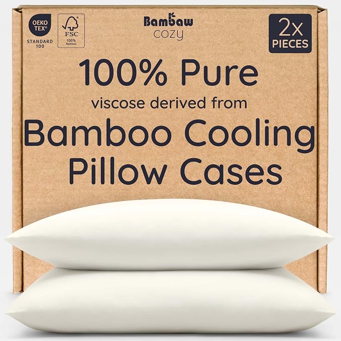 Bambaw 100% Viscose Derived from Bamboo Pillowcase Standard Size – Set of 2 by Bambaw
