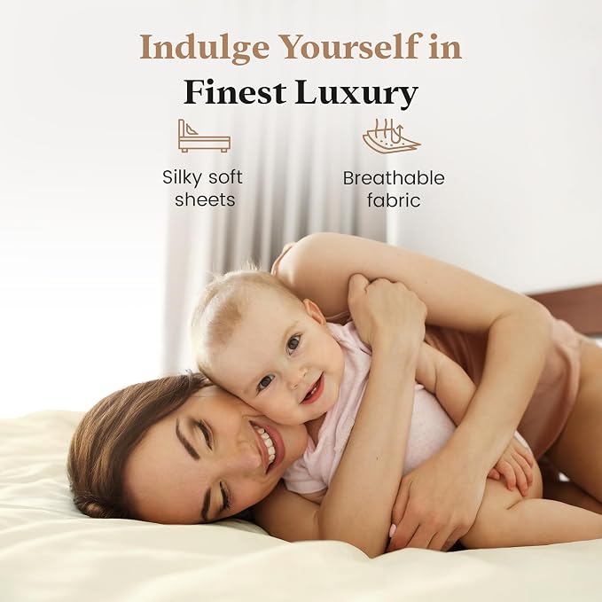 1000 Thread Count Ivory Full Fitted Sheet 16” Deep Pocket Full Fitted Sheet Only - Image 4
