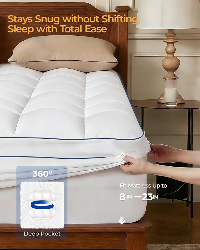 KAYFIA TwinXL Mattress Topper, Extra Thick Mattress Pad Cover - Image 8