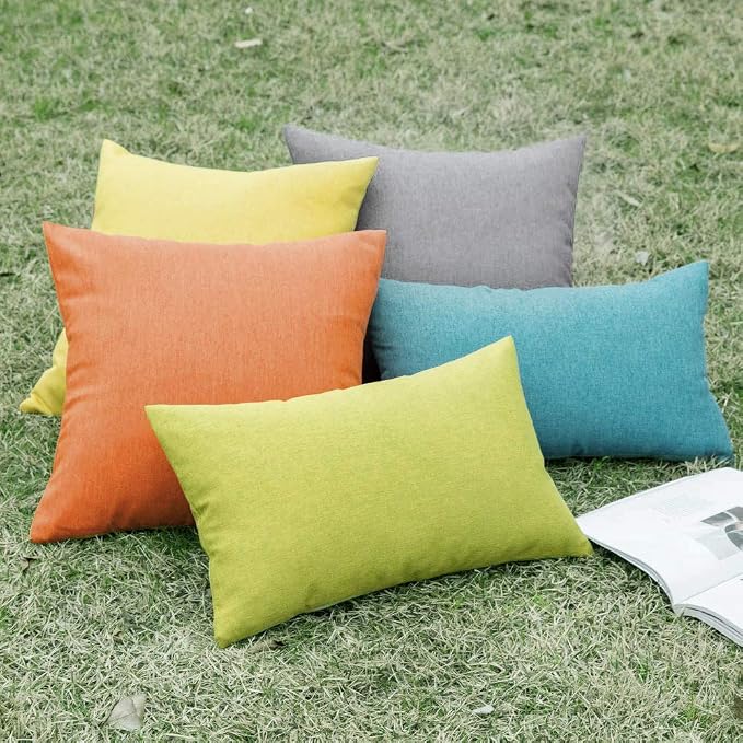 MIULEE Pack of 2 Decorative Outdoor Solid Waterproof Throw Pillow Covers Faux - Image 6