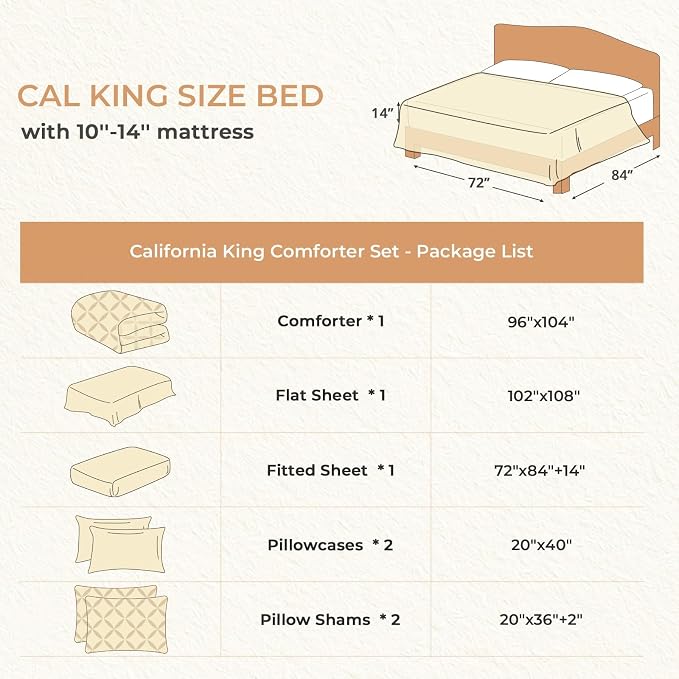 Sasttie California King Comforter Set, 7-Piece Bed in a Bag, Pintuck Bedding - Image 7