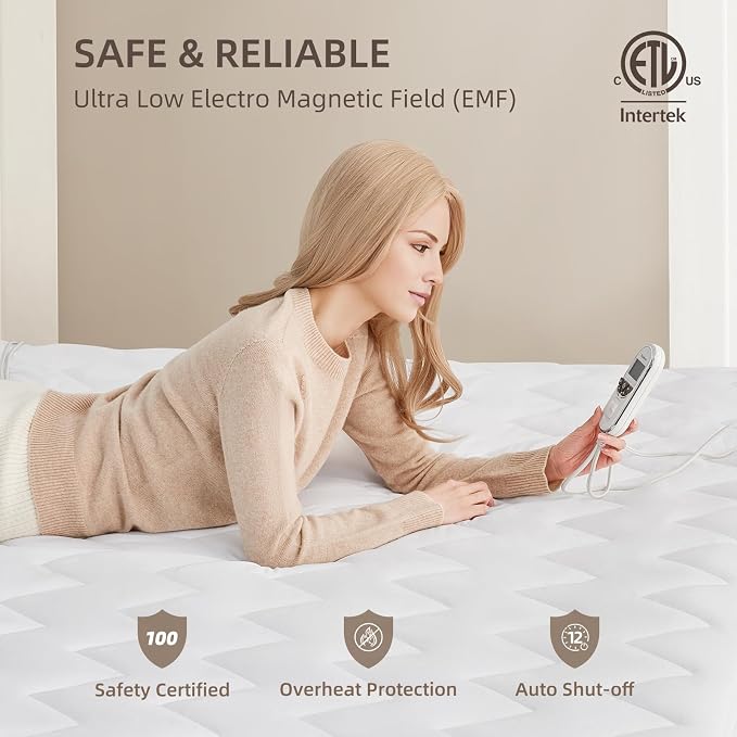 Bwarm Premium Multi-Zone Heated Mattress Pad Full Size, 9 Heat Settings - Image 5
