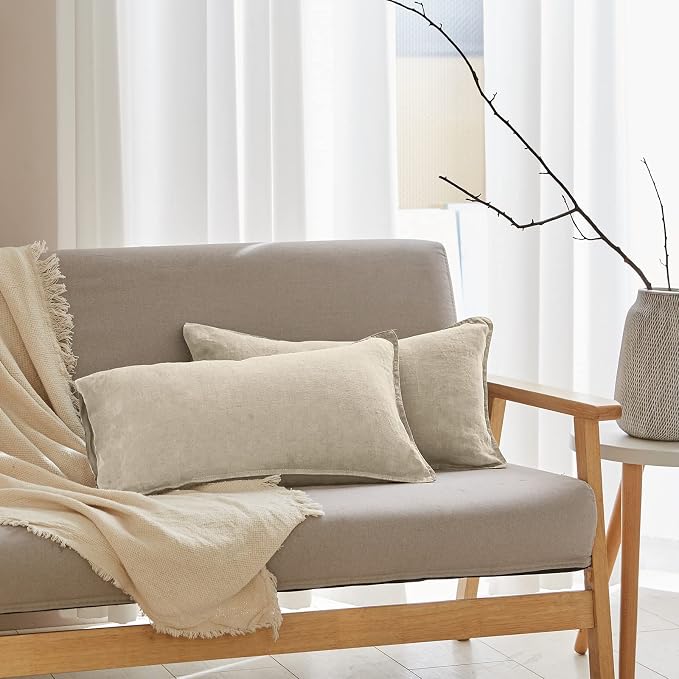 Simple&Opulence 100% Linen Lumbar Pillow Cover 12 x 20 Inches Set of 2 by SimpleOpulence