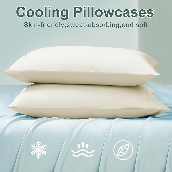 Accuratex Cooling Pillow Cases Queen Size Set of 2, Envelope Soft Breathable - Image 2