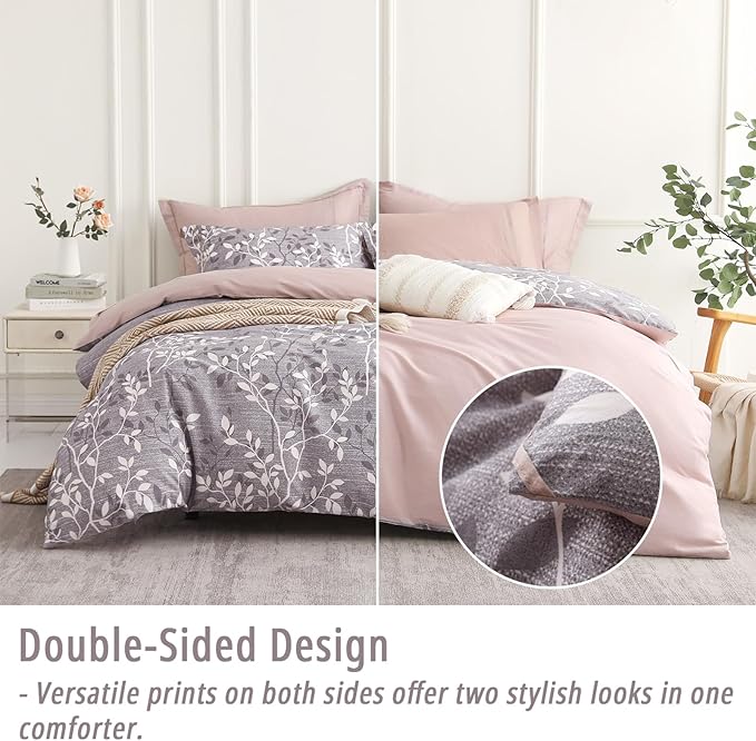LEMIROE Vintage Gray Cotton Comforter Queen Size 3Pcs - Image 3