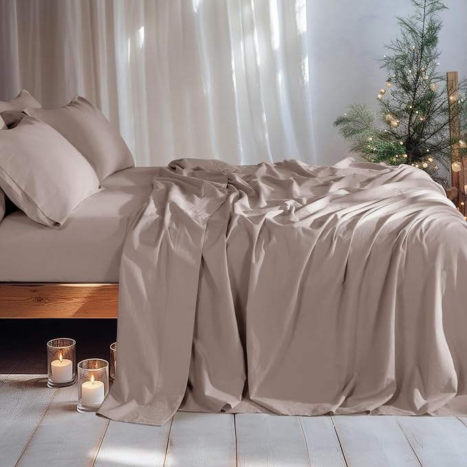 LBRO2M 100% Pure Linen Sheet Set Deep Pocket Up to 16" Bed Sheets Sets - Image 4