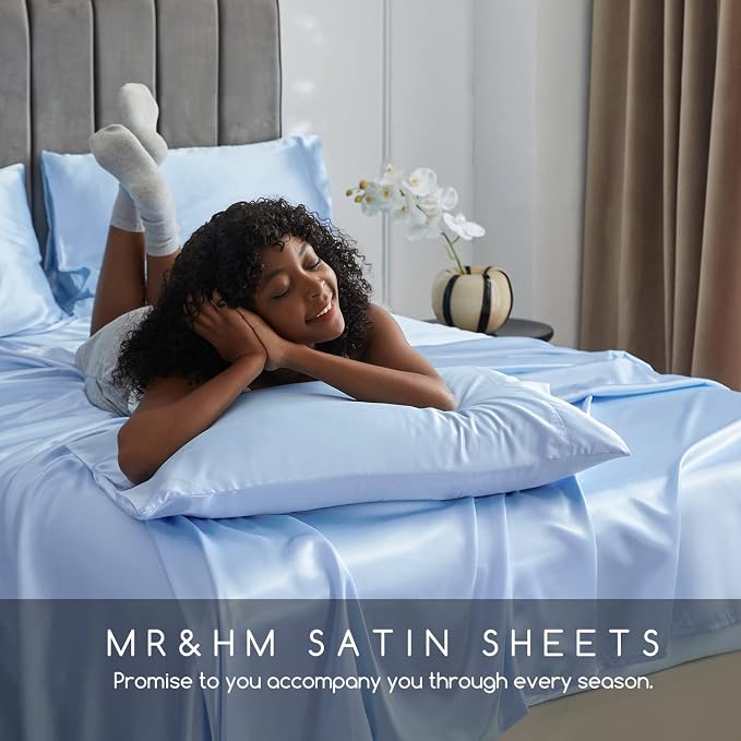 MR&HM Satin Bed Sheets, King Size Sheets Set - Image 6