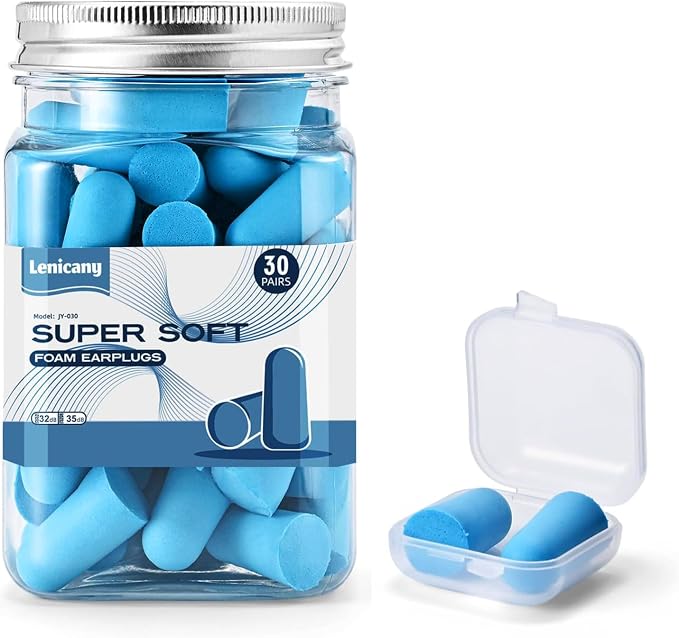 Lenicany 30Pair Soft Foam EarPlugs, 32dB Disposable Sound Blocking Noise by Lenicany