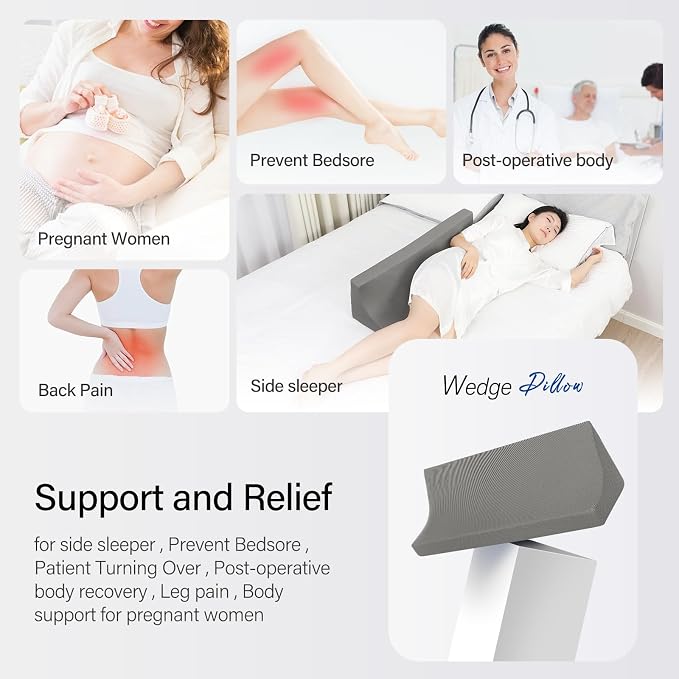 Fanwer 34.2in Wedge Pillow for Sleeping, Bed Wedge Pillows for After Surgery - Image 3