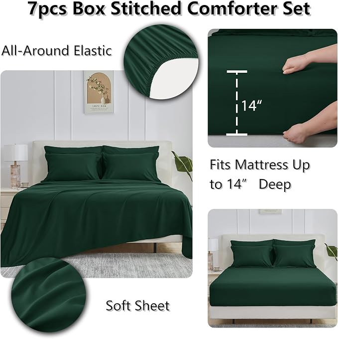 CozyLux King Size Comforter Set Emerald Green - Image 6