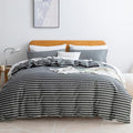 JELLYMONI 100% Natural Cotton 3pcs Striped Duvet Cover Sets, Dark Grey by JELLYMONI
