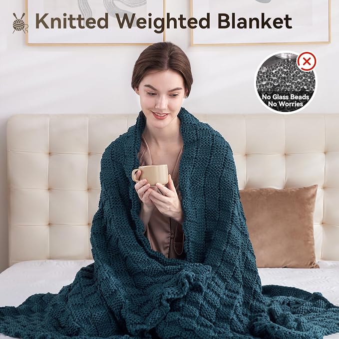 Knitted Weighted Blanket Kids, No Beads Heavy Blanket 36” x 48'' 3lbs, - Image 5