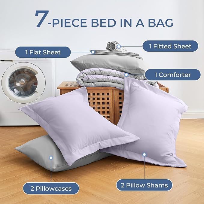 Sasttie Full Size Comforter Sets, 7 Pieces Reversible Bed in a Bag Full - Image 7