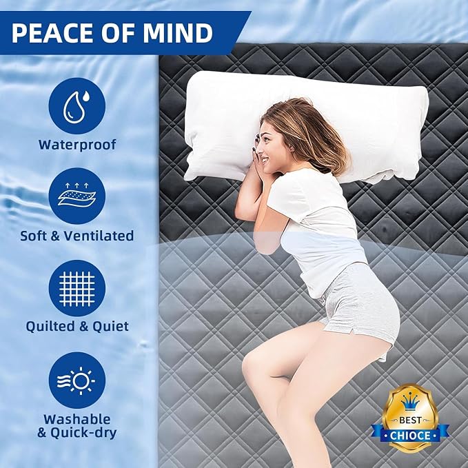 MEELUS King Mattress Protector, Waterproof Quilted Mattress Pad Cover Fitted - Image 2