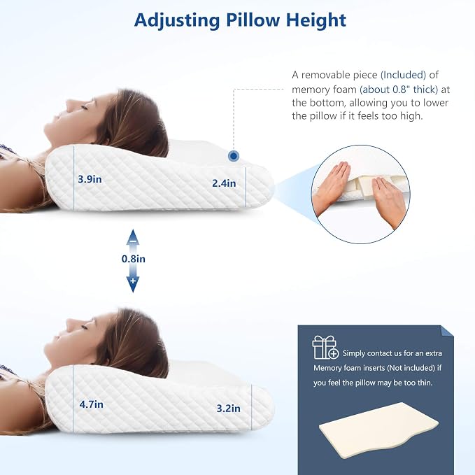 ZAMAT Memory Foam Pillow for Neck Pain Relief, Adjustable Orthopedic Ergonomic - Image 5