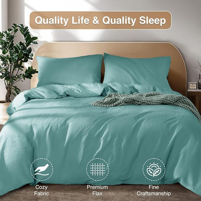 SONORO KATE 100% French Linen Duvet Cover King Size, Soft Breathable - Image 7