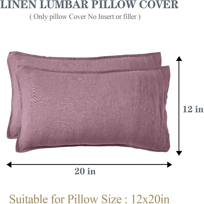 Simple&Opulence 100% Linen Lumbar Pillow Cover 12 x 20 Inches Set of 2 - Image 4
