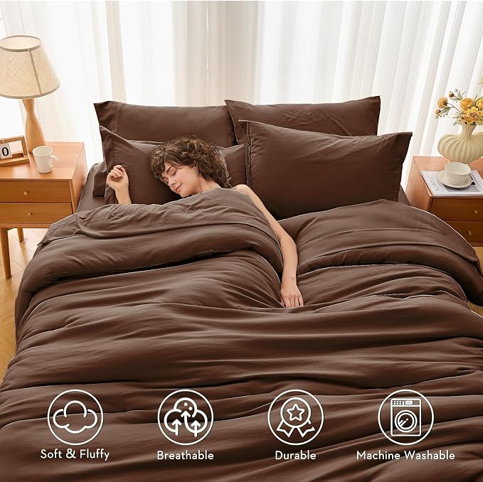 MUXHOMO 7 Pieces King Comforter Set, Soft Bed in a Bag King Size, All Season - Image 3