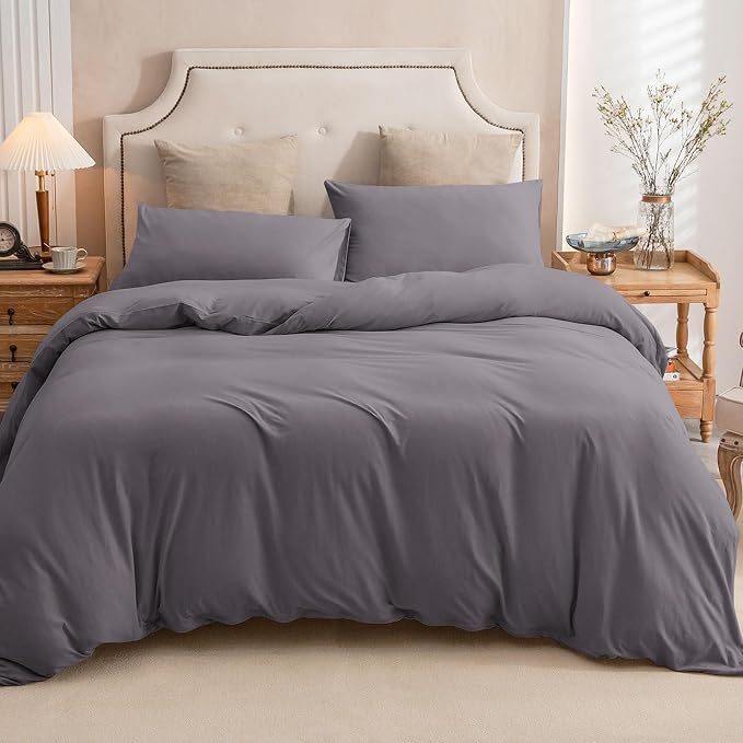 PURE ERA Jersey Knit Duvet Cover Set 100% T-Shirt Cotton Super Soft Comfy 3pc - Image 2