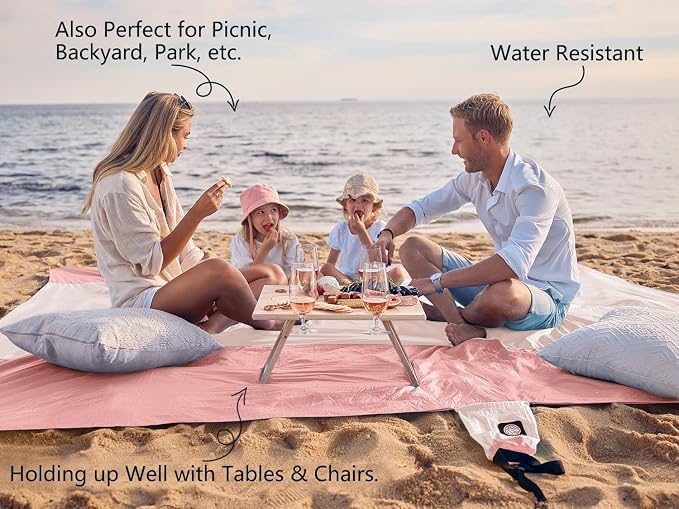 WEKAPO Beach Blanket Sandproof Waterproof, Extra Large Beach Mat, Oversized & - Image 4