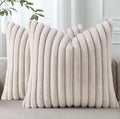 Pallene Faux Fur Plush Throw Pillow Covers 18x18 Set of 2, Luxury Soft Fluffy by PALLENE
