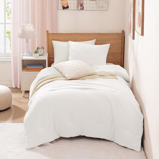 WRENSONGE Twin Comforter Set- 5 Pieces White Twin Bed in a Bag, All Season Twin by WRENSONGE