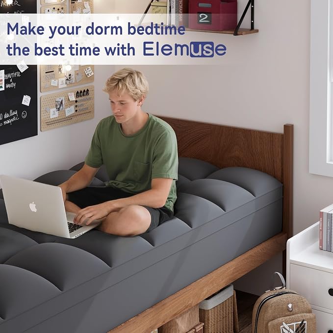 ELEMUSE Twin XL Grey Mattress Topper - Image 5