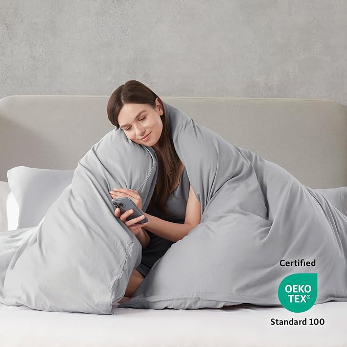 Nestl Light Grey Duvet Cover Full Size - Image 3