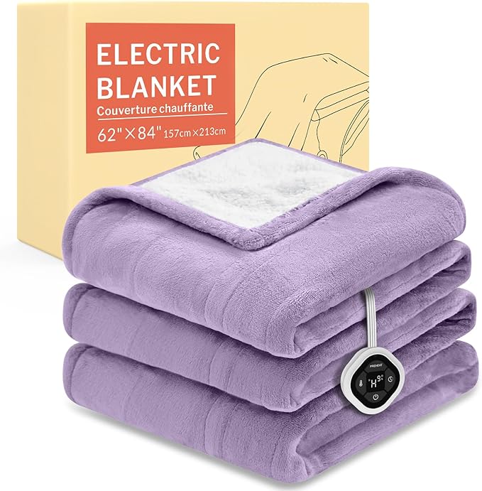 HOMLYNS LuxeHeat Heated Blanket Electric Blanket Twin Size, Soft Flannel Sherpa by HOMLYNS