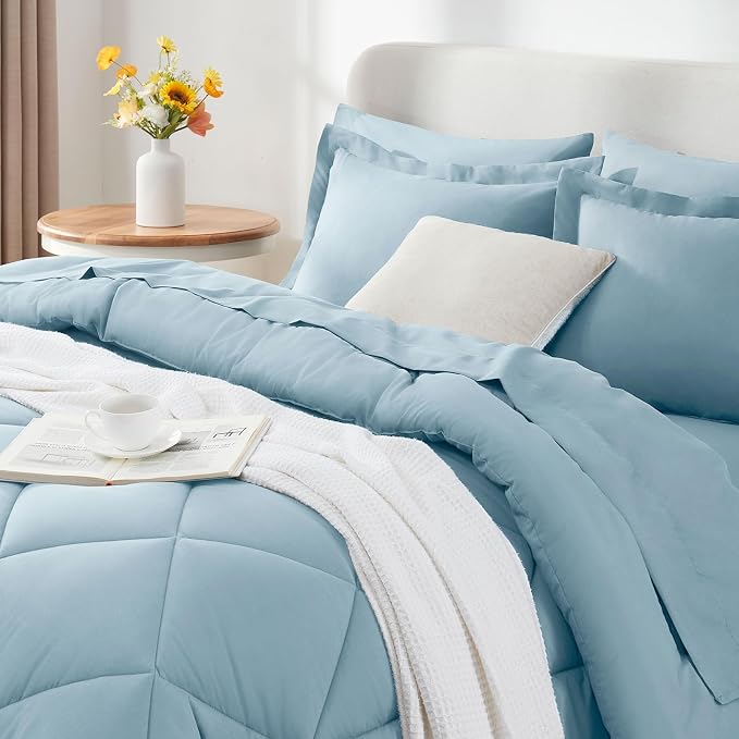 CozyLux Queen Comforter Set Light Blue - Image 9