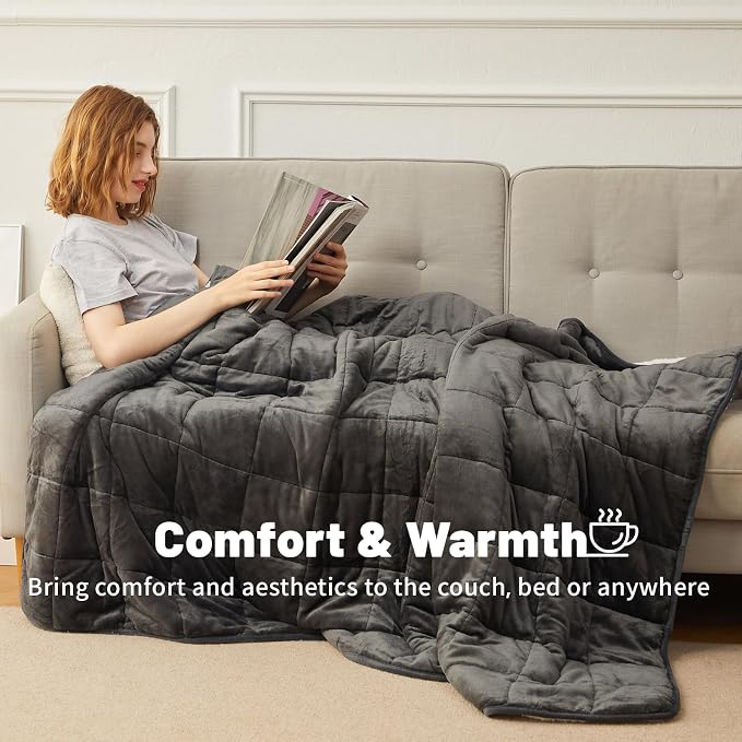Weighted Blanket 20 lbs 60x80 inches, Sherpa Fleece Throw Blanket - Image 4