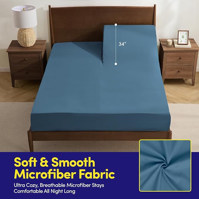 Split Head King Sheets Set for Adjustable Beds 4 Piece Flex Top Bed Sheets – - Image 3