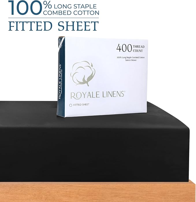 Royale Linens 400 Thread Count 100% American Grown Cotton Fitted Sheet King Size - Image 2