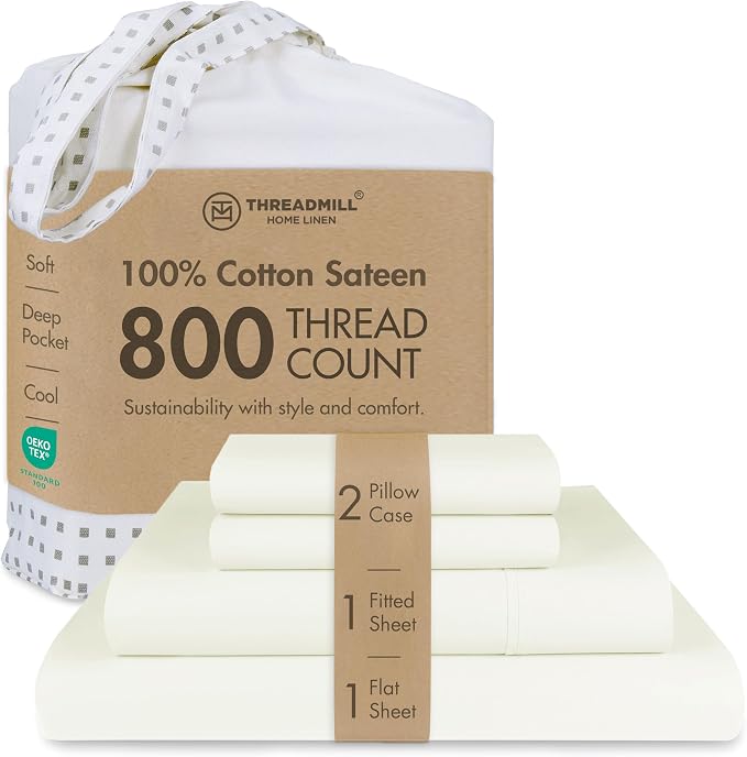 Threadmill Luxury 800 Thread Count King 100% Cotton Sheets by ThreadmillHomeLinen