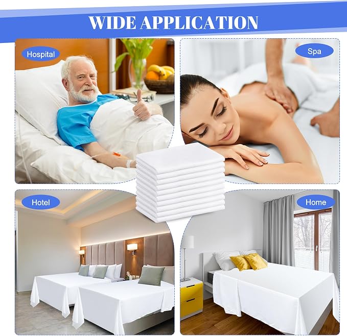 Preboun 15 Pcs White Flat Sheets Bulk Twin Size Soft Microfiber Top Flat - Image 4