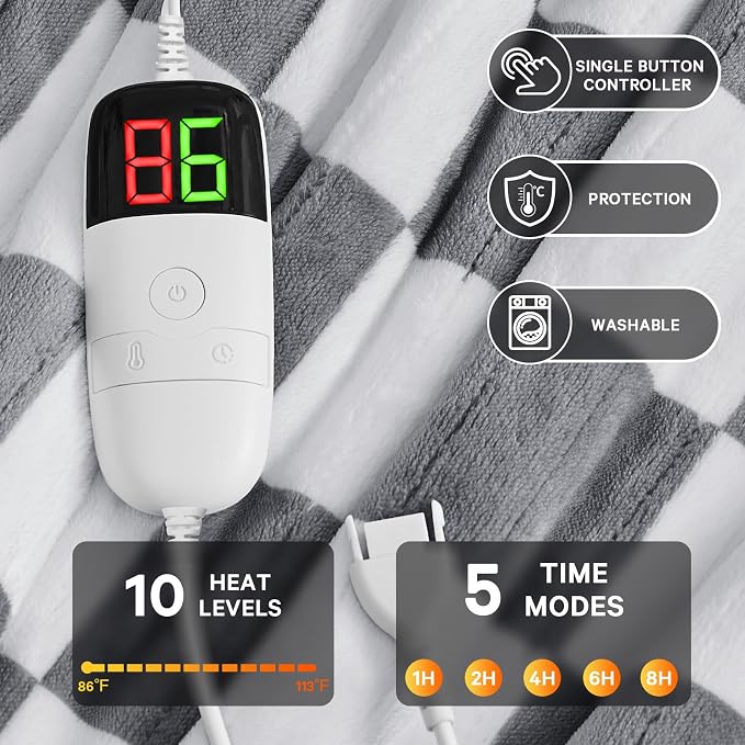 Heated Electric Blanket Twin Size, 62X84 Heating Blanket - Image 4
