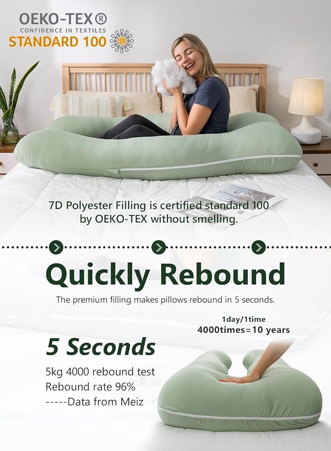 Meiz Pregnancy Pillows for Sleeping, Cooling Pregnancy Pillows, 60Inch - Image 7