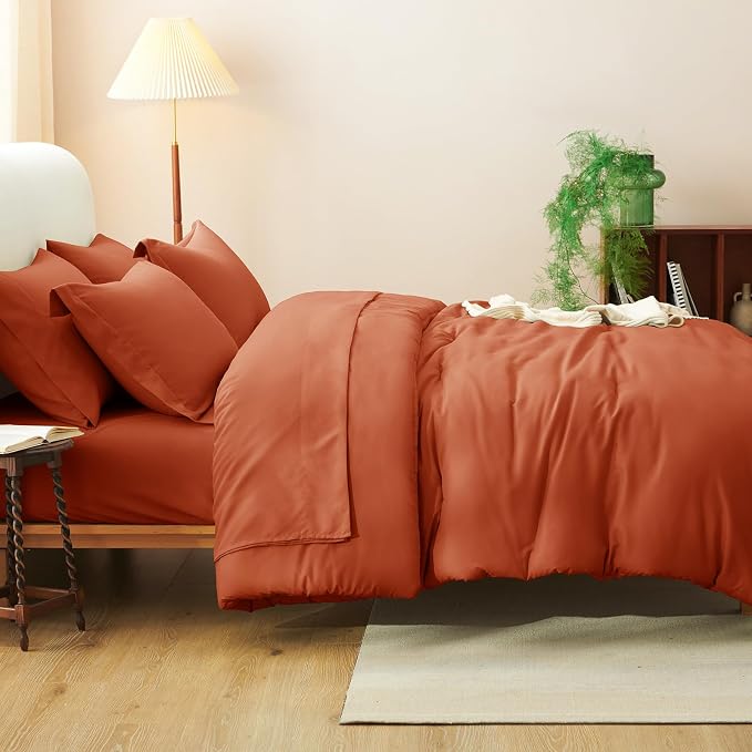 CozyLux King Size Comforter Set Burnt Orange, 7 Pieces Fall Bed in a Bag King - Image 7