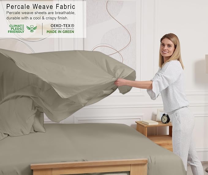RUVANTI 100% Cotton Sheets – Twin Size Percale Bedding, Cooling & Breathable - Image 3