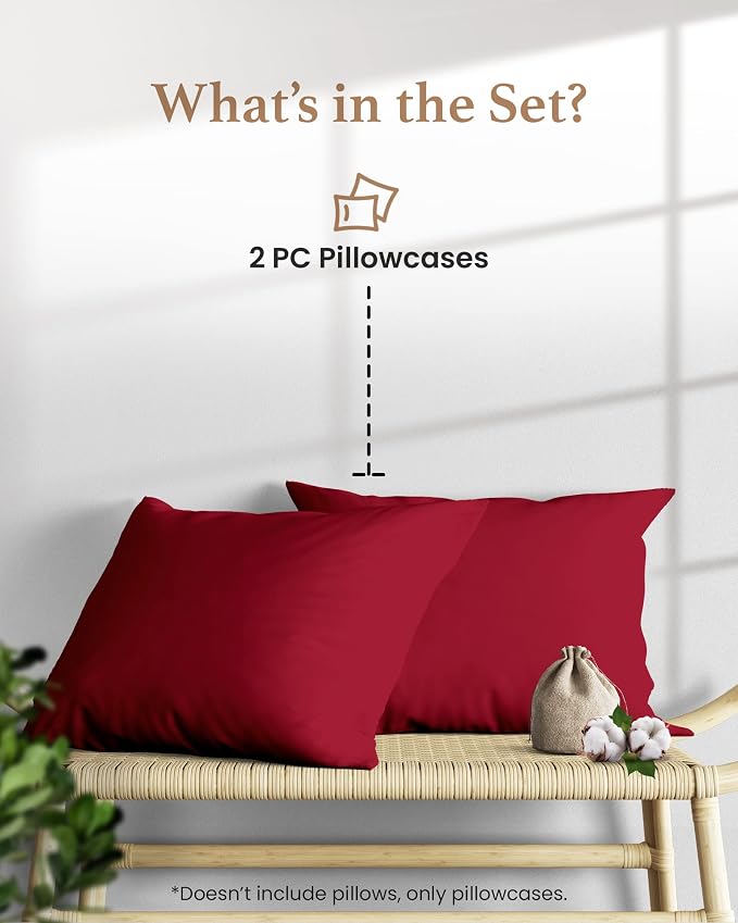 1000 TC Burgundy King Pillowcases Set of 4 100% Egyptian Cotton Pillow Cases - Image 2