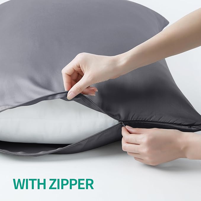 Bamboo Viscose Zippered Pillow Cases Standard Size Set of 2, 400 Thread Count - Image 3