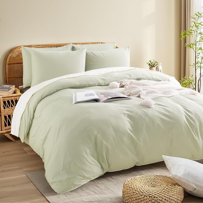 NEXHOME PRO Duvet Cover Set California King Linen Feel Textured Organic Natural - Image 3