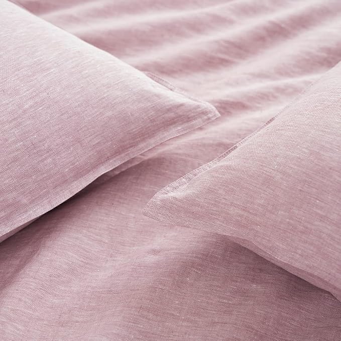 DAPU Pure Linen Duvet Cover Set, 100% Yarn-Dyed French Linen, Breathable and - Image 3