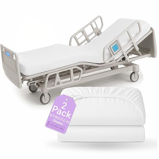 BLISSFORD - 2 Pack Fitted Hospital Bed Sheets by BLISSFORD