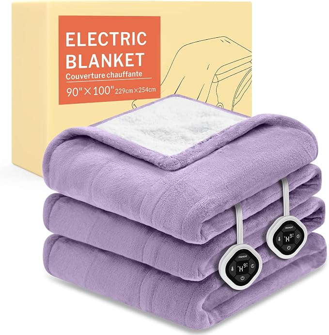 HOMLYNS LuxeHeat Heated Blanket Electric Blanket King Size, Soft Flannel Sherpa by HOMLYNS