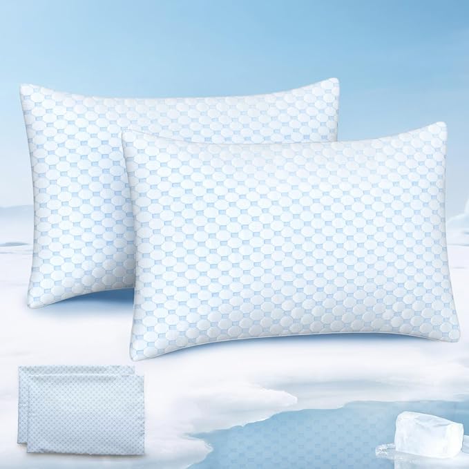 Favocama Cooling Pillow for Sleeping, Shredded Memory Foam Pillows Queen Size by Favocama