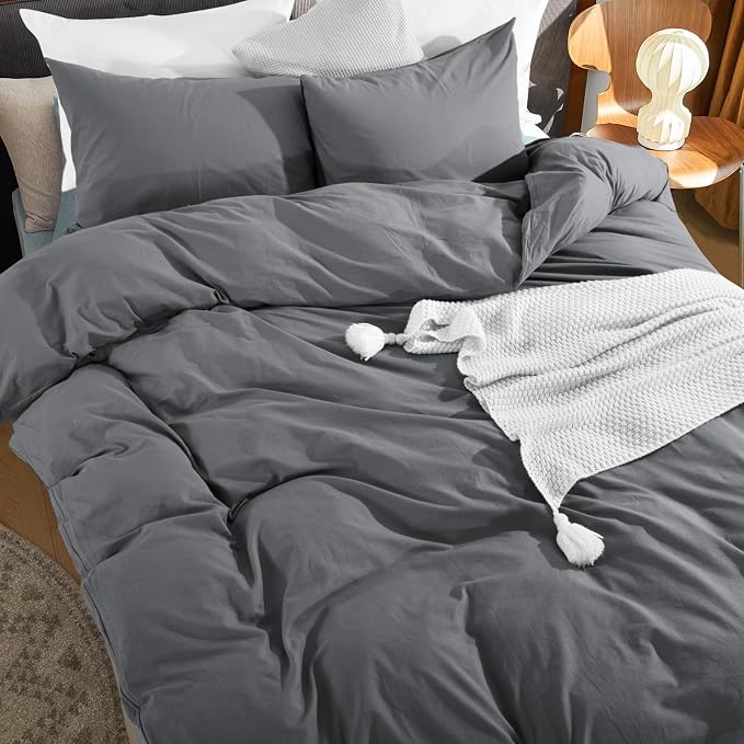 NEXHOME PRO Duvet Cover Set Kids Twin Size Linen Feel Textured Organic Natural - Image 7