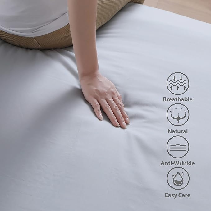 100% Egyptian Cotton Fitted Sheet Twin Size Gray, 600 Thread Count, 8-16" Deep - Image 2